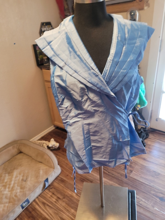 Agora Tops - Bill Rousso Blue Satin-Luster Top